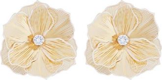 Panacea Cubic Zirconia Flower Earrings in White at Nordstrom