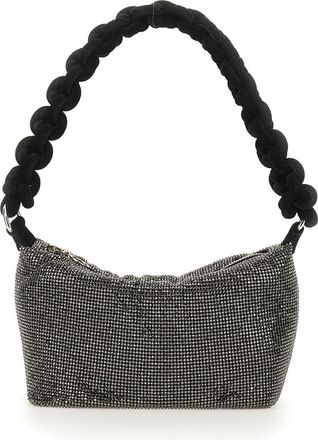 Kara Womens Bag With Knotted Handle Charcoal Polyester Shoulder
