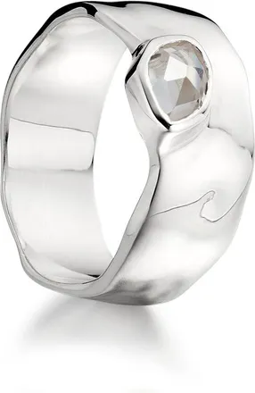 Monica Vinader Siren White Topaz Wide Band, Sterling Silver