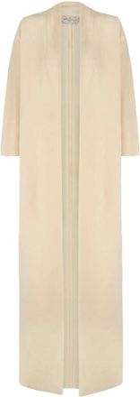 Cortana Dakota- linnen en zuivere wollen jas vanille- - Dames - Kimonos - Geel - XL - Wol - Overhemden