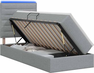 vidaXL Cama De Almacenamiento Led Con Colch&oacute;n Gris Claro 100 X 200 Cm Vidaxl