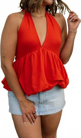 Free People Paige Bubble Hem Top In Tangerine Tango