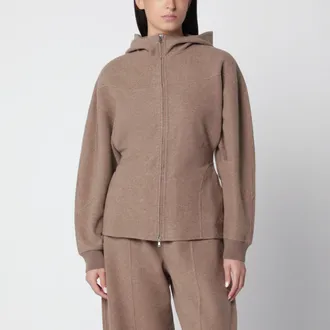 Max Mara Felpa con cappuccio marrone in lana e cashmere