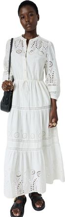 Gerard Darel Rhonie Openwork Embroidered Maxi Dress in Ecru at Nordstrom, Size 14