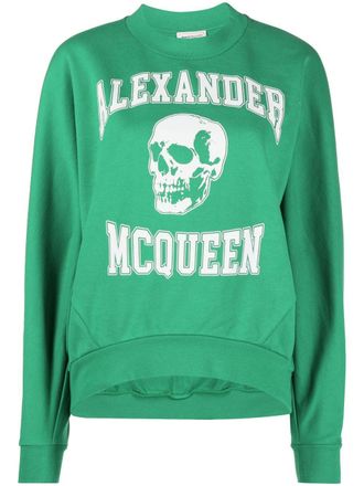 Alexander McQueen skull-print stretch-cotton sweatshirt - Green
