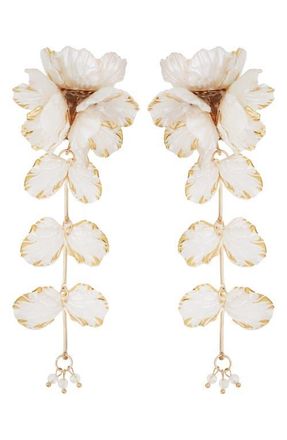 Panacea Linear Flower Earrings in White at Nordstrom
