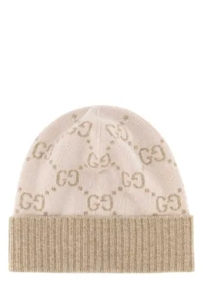 Gucci Beige Logo Beanie Hat