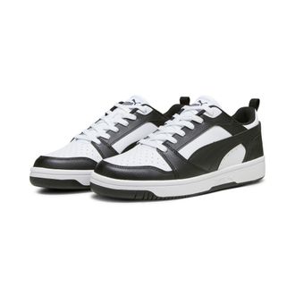 Puma Sneaker PUMA REBOUND V6 LOW, Damen, Gr. 38,5, schwarz-weiss (puma wei&szlig;, puma schwarz, puma wei&szlig;), Synthetik, unifarben, Schuhe Sneaker