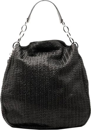 Dior Pre-owned Shoulder Bags, female, Black, Size: ONE SIZE Pre-owned Woven Shoulder Bag