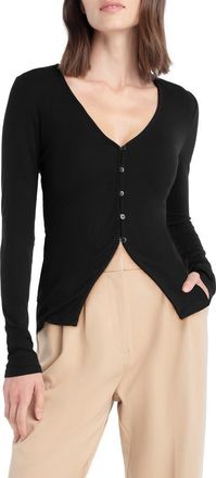 Favorite Daughter The Good Luck Long Sleeve Rib Top in Black at Nordstrom, Size X-Large
