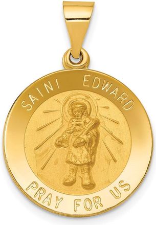 Diamond2Deal 14k Yellow Gold Polished and Satin St Edward Medal Hollow Pendant