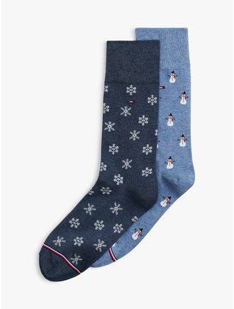 Tommy Hilfiger Mens Snow Print Trouser Sock 2-Pack - Multi