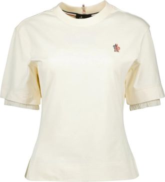Moncler Logo T-shirt - Dames - T-shirts - Beige - S - Katoen - Tops