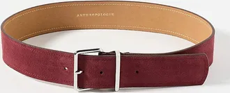 Anthropologie Square-Buckle Suede Belt