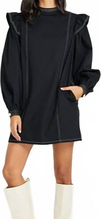 Something Navy Ruffle Shoulder Mini Dress In Black