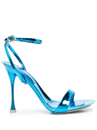 Gianvito Rossi metallic-finish 110mm heeled sandals - women - Patent Calf Leather/Patent Calf Leather/Calf Leather/Rubber - 38 - Blue
