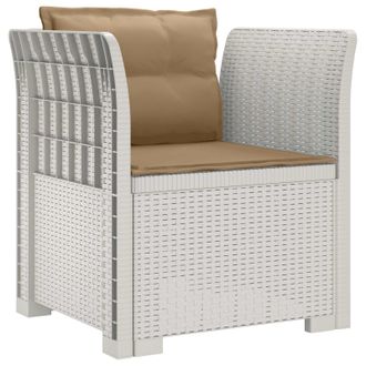 vidaXL Poltrona A 1 Posto Con Cuscini Aspetto Rattan Pp Bianco Vidaxl