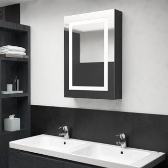 vidaXL Armario De Ba&ntilde;o Con Espejo Led Negro Brillante 50x13x70 Cm Vidaxl
