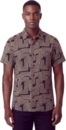 Lords of Harlech Inter Twine Mens Linen Button-up Shirt in Inter Twine Black at Nordstrom, Size X-Large