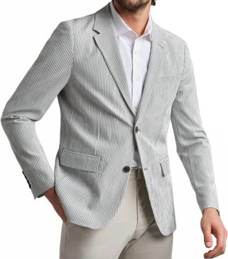 Rhone Commuter Seersucker Sport Coat In Stone Stripe