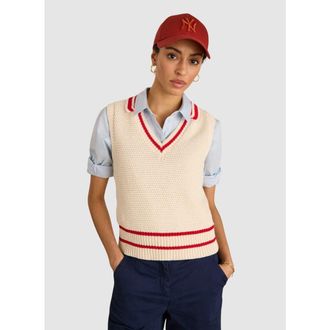 Baukjen Agnes Ecotec Knitted Vest in Cream & Crimson at Nordstrom, Size 14