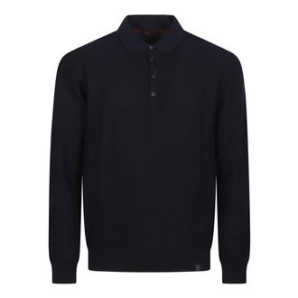 Fay Round-neck Knitwear, male, Blue, Size: M Polo Neck Sweater