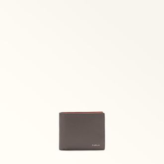 Furla Man Project Portafoglio Bi-fold Moka Marrone Pelle Di Vitello Testurizzata Milos + Pelle Di Vitello Lush Uomo