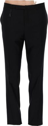 Incotex Tailored Black Wool Trousers With Classic Silhouette