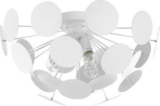 Beliani L&aacute;mpara De Techo Hemisferio De Metal Blanco Pantalla De C&iacute;rculos 2 Bombillas Art Deco Estilo Industrial Maritsa
