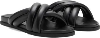 Mango Padded Crisscross Strap Slide Sandal in Black at Nordstrom, Size 38