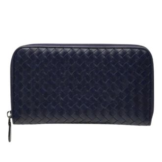 Bottega Veneta Pre-owned Wallets, male, Blue, Size: ONE SIZE Pre-owned Intrecciato Leather Long Wallet