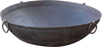 Biscottini International Brasero De Jard&iacute;n Barbacoa Estufa De Le&ntilde;a Para Exteriores Soporte De Madera Contenedor De Hierro Forjado R&uacute;stico Antiguo