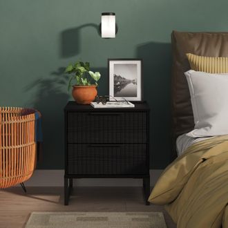 Lewis's Fluted 2 Drawer Bedside in Black Ash - Ready Assembled - Lewiss Home | TJ Hughes