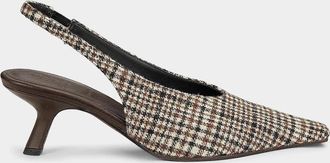 Brunello Cucinelli Houndstooth Alpaca-Blend Slingback Pumps