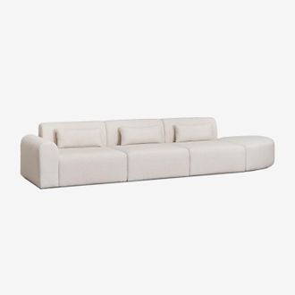 Sklum Sof&aacute; Modular Esquinero Izquierdo De 3 Piezas Con Puff Triangular En Borreguito Borjan Sklum