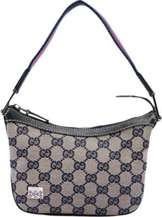 Gucci Pre-owned Canvas Shoulder Bag - Dames - Pre-owned - Beige - Maat: ONE Size Leer