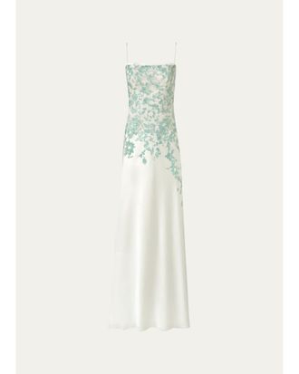 Costarellos Jennan Sleeveless Sequined Lace Satin Trumpet Gown