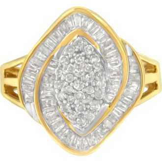 House of Brilliance 10K Yellow Gold 3/4 Cttw Diamond Cluster Ring at Nordstrom, Size 6.5
