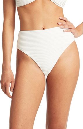 Sea Level Australia Retro High Waist Bikini Bottoms in White at Nordstrom, Size 10 Us