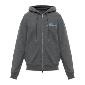 Lanvin Felpa con zip e nastro - - Sweatshirts & Hoodies - Uomo - Grigio - L