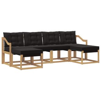 vidaXL Conjunto De Sof&aacute;s De Exterior Con Coj&iacute;n 6 Pcs Blanco Y Negro Vidaxl