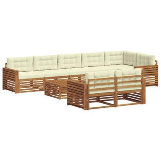 vidaXL Conjunto De Sof&aacute;s De Exterior Con Coj&iacute;n 9 Pcs Natural Y Crema Vidaxl