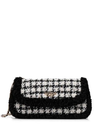 Guess Co quilted houndstooth chain cross body bag - Bianco