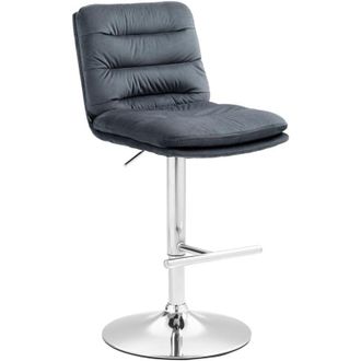 Clp Clp - Taburete De Bar Damar En Terciopelo Gris Oscuro Cromado