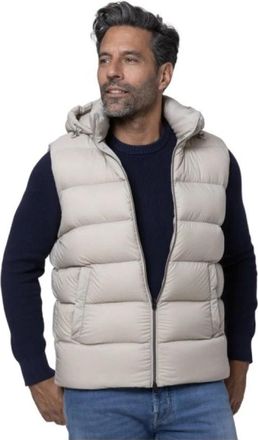 Herno Mouwloze gewatteerde hooded jas - Heren - Bodywarmers - Bruin - L - Jassen