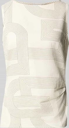 Comma Blusentop aus Leinen-Lyocell-Mix mit seitlicher Raffung in Offwhite, Gr&ouml;&szlig;e 44