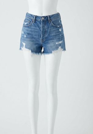 Z Supply Classic High Rise Denim Shorts In Vintage Indigo
