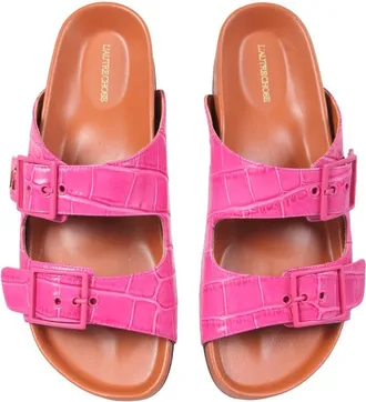 L'autre Chose Coconut Print Leather Sandals - Pink