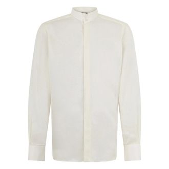 Tom Ford Casual Shirts, male, White, Size: XL Perforated Dot Silk Twill Slim Fit Evening Shirt