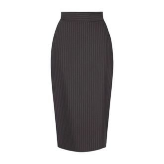 Elisabetta Franchi Longuette Gessata Rok - Dames - Rokken - Bruin - Maat: S Wol
